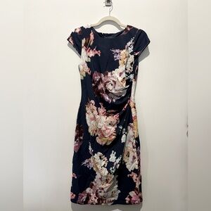NWT Adrianna Papell Bloomingdale’s sample dress. Navy with floral print. Size 6.